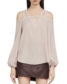 BCBGMAXAZRIA Tina Cold Shoulder Cutout Blouse at Bloomingdales